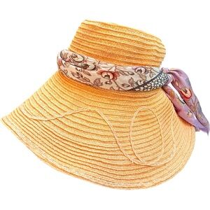 Diane Harty Millinery Handmade Wide Brim Straw Hat Adjustable Floral Derby